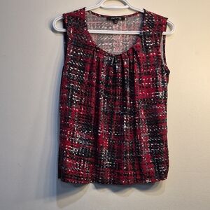 Jones Studio Red and Black Plaid-Style Sleeveless Camisole
